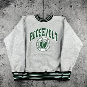 Roosevelt University 90s Reverse Weave Style Crewneck Large Northwest Knitting